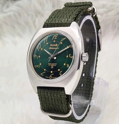 HMT Kohinoor Handwinding Watch - 17 Jewels Greenish Dial