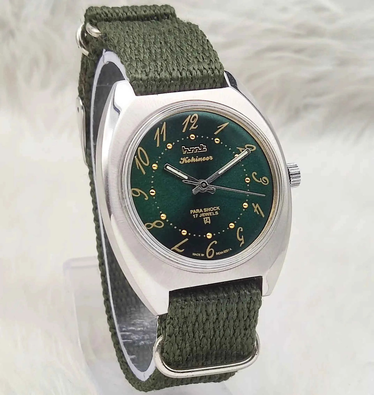 HMT Kohinoor Handwinding Watch - 17 Jewels Greenish Dial