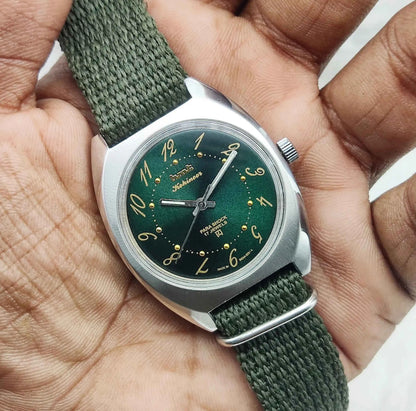 HMT Kohinoor Handwinding Watch - 17 Jewels Greenish Dial