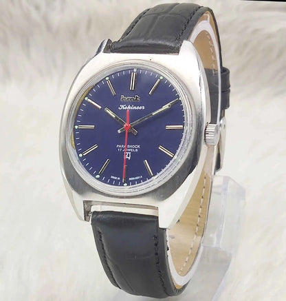 HMT Kohinoor Handwinding Watch - Blue Dial 17 Jewels for Timeless Elegance