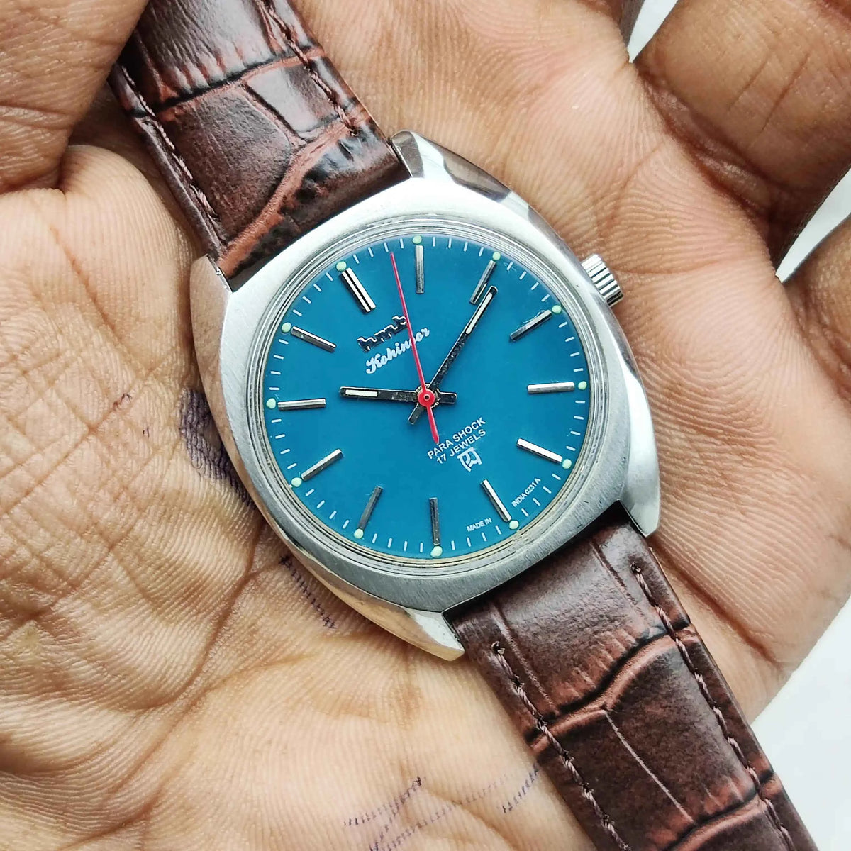 HMT Kohinoor Peacock Green Dial Watch - Handwinding 17 Jewels Timepiece