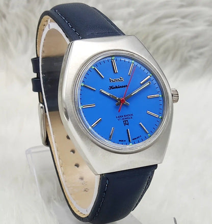 HMT Kohinoor Peacock Blue Dial Watch - Timeless Men's Handwinding Marvel