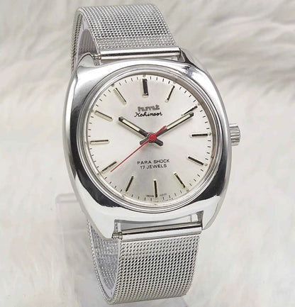 HMT Kohinoor Silver Dial Watch with Stick Indices - 17 Jewels Handwinding Timepiece