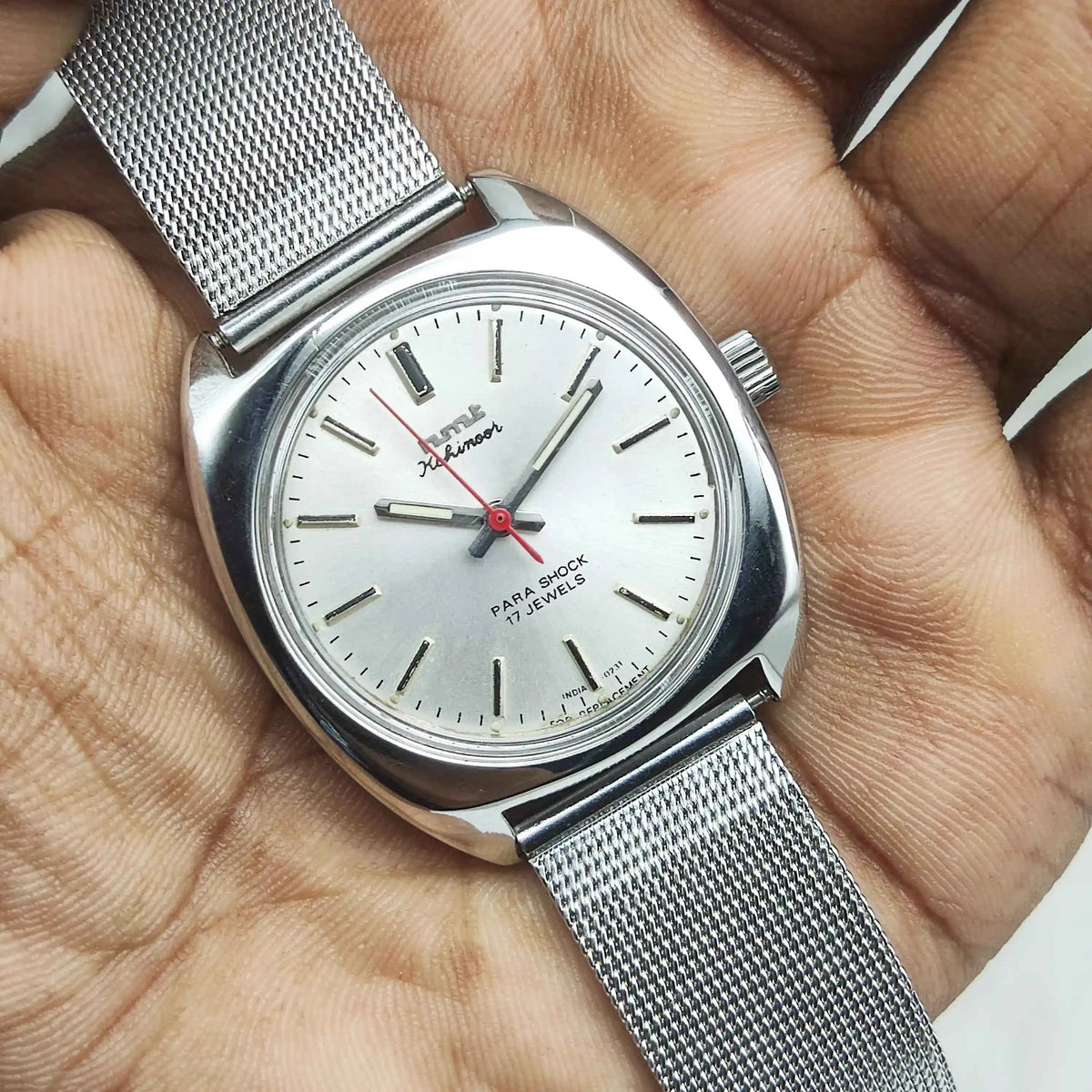 HMT Kohinoor Silver Dial Watch with Stick Indices - 17 Jewels Handwinding Timepiece