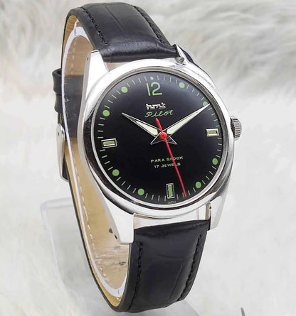 HMT Pilot Men's Watch 17 Jewels Black Dial Handwinding 0231