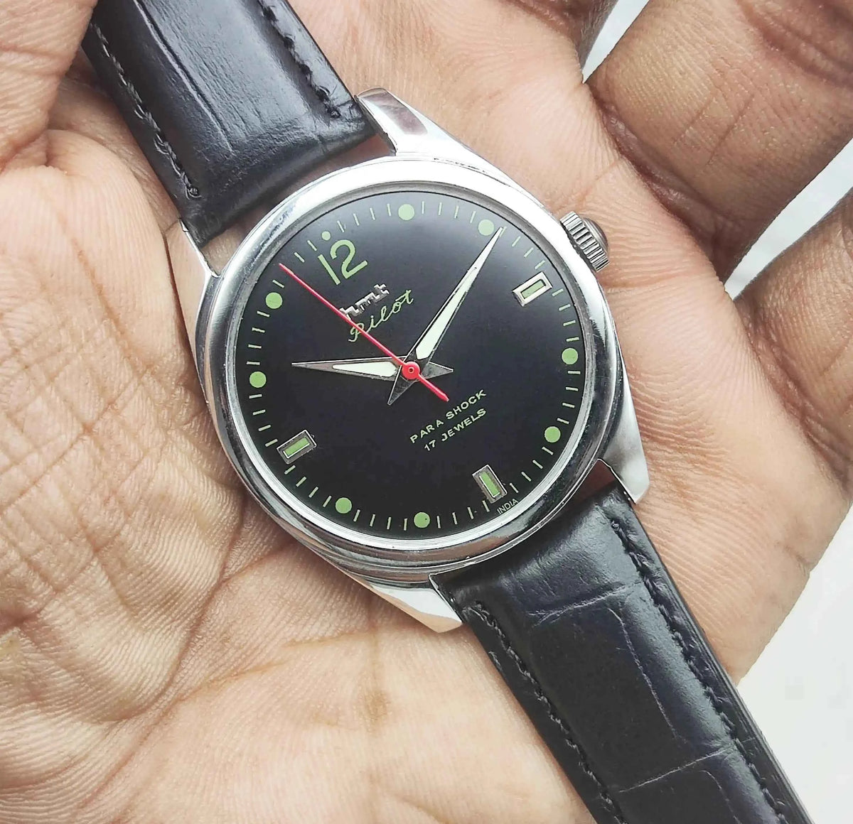 HMT Pilot Men's Watch 17 Jewels Black Dial Handwinding 0231