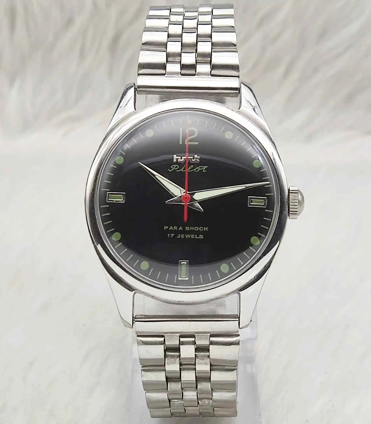 HMT Pilot 17 Jewels Mechanical Handwinding Watch for Men with Black Dial