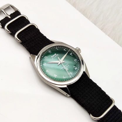 Elevate Your Style with the HMT Pilot Para Shock Watch - Timeless Handwound Green Dial Timepiece