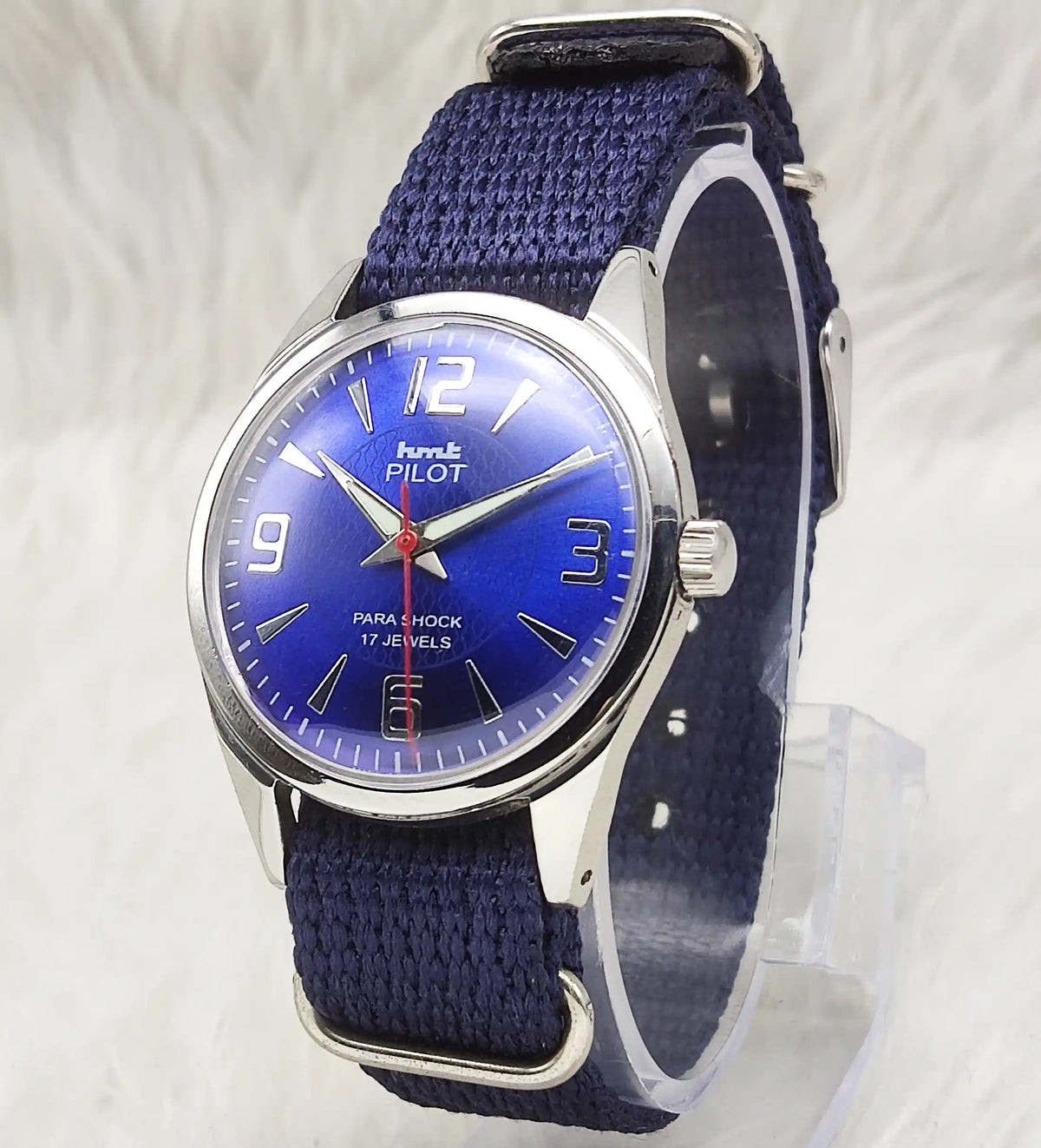 HMT Pilot Stick Men's Watch - Timeless Mechanical Elegance with Blue Dial