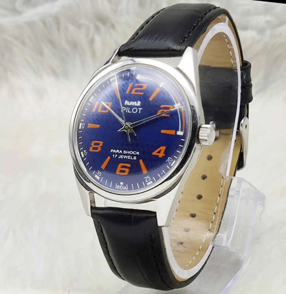 HMT Pilot Watch Blue Dial - Timeless Handwinding 17 Jewels 0231 for Classic Elegance