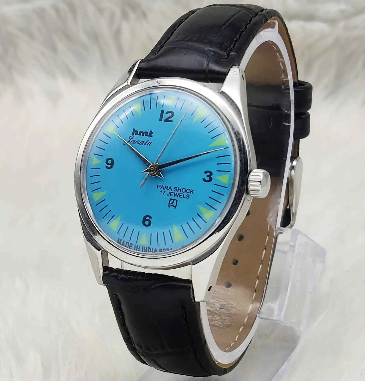 HMT Janata Watch - Handwinding Sky Blue Dial 17 Jewels Timepiece for Timeless Elegance