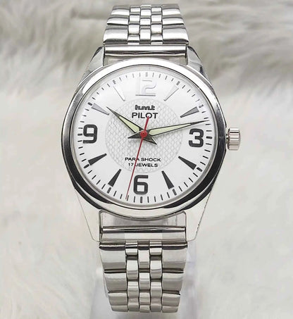 HMT Pilot Watch - White Dial, 17 Jewels, Handwinding