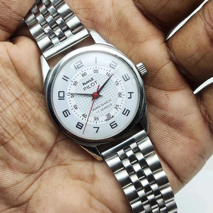 HMT Pilot White Dial Watch - Timeless Mechanical Elegance for Every Occasion