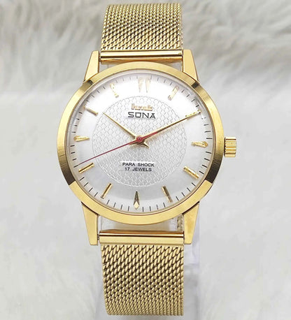HMT Sona Handwinding Watch - Para Shock 17 Jewels Silver Dial