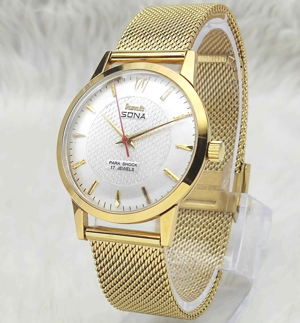 HMT Sona Handwinding Watch - Para Shock 17 Jewels Silver Dial