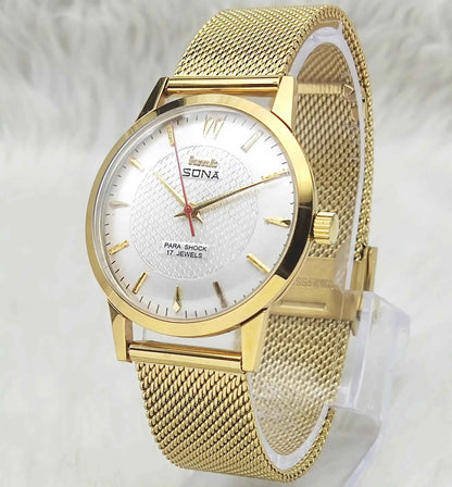 HMT Sona Handwinding Watch - Para Shock 17 Jewels Silver Dial