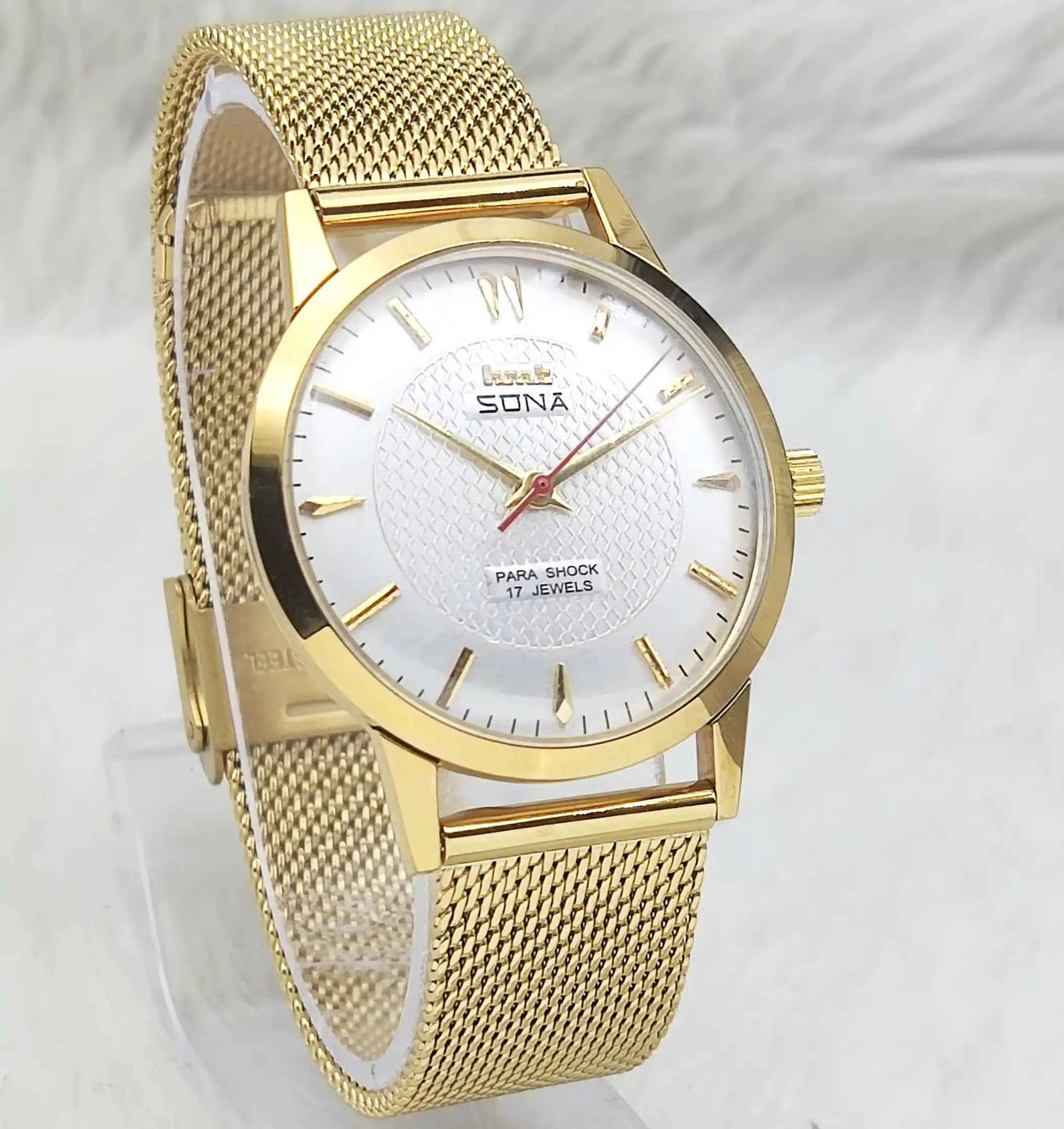 HMT Sona Handwinding Watch - Para Shock 17 Jewels Silver Dial
