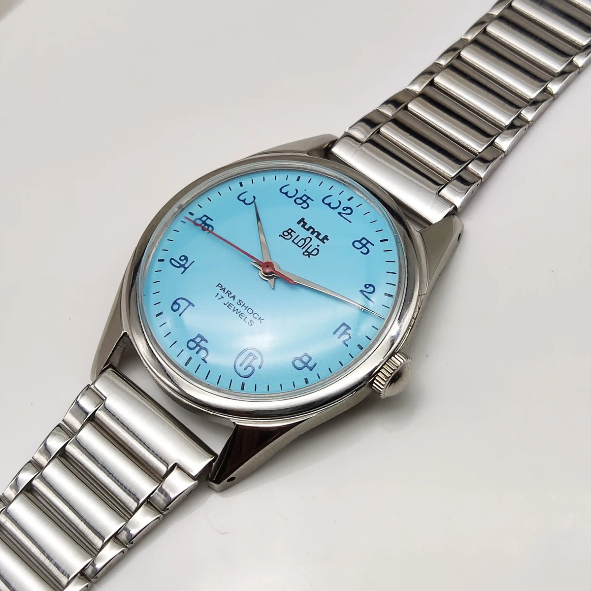 HMT Tamil Numerals Watch - Timeless Handwound Elegance with Tiffany Dial