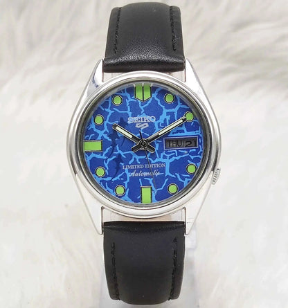 Seiko 5 Automatic Men's Watch 7009A with Blue Dial and Day Date Features, 17 Jewels