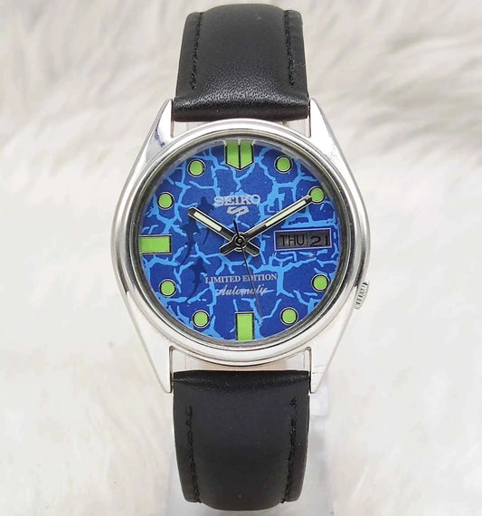 Seiko 5 Automatic Men's Watch 7009A with Blue Dial and Day Date Features, 17 Jewels