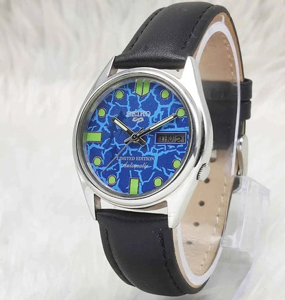 Seiko 5 Automatic Men's Watch 7009A with Blue Dial and Day Date Features, 17 Jewels