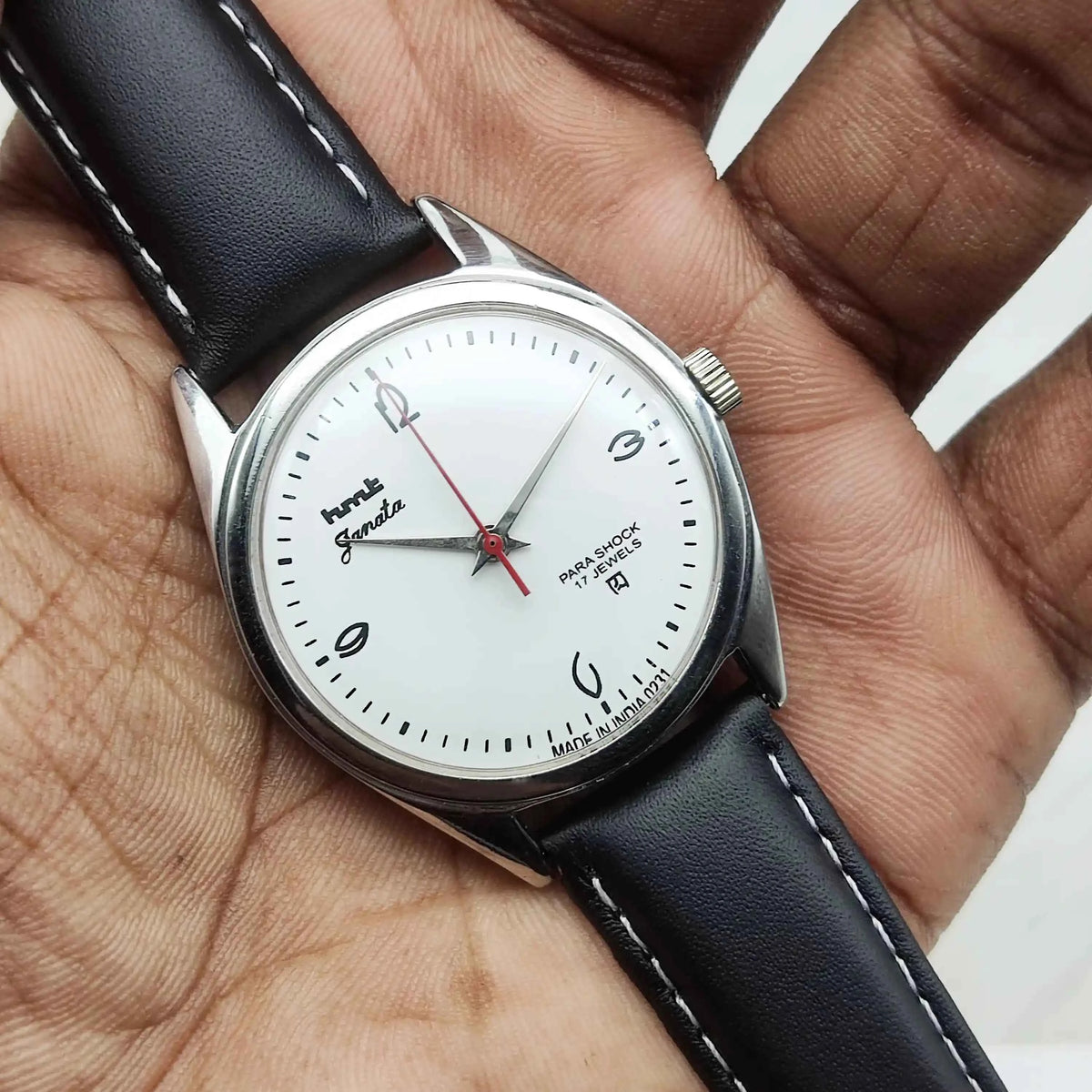 HMT Janata White Dial 17 Jewels Handwinding Watch English Numerals