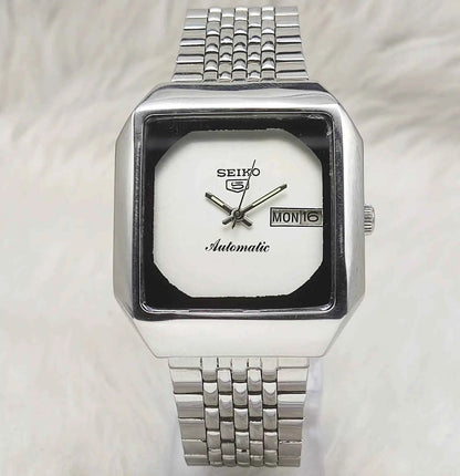 Seiko 5 Automatic Men's Watch 6309A with Silver Dial and Day-Date Features, 17 Jewels