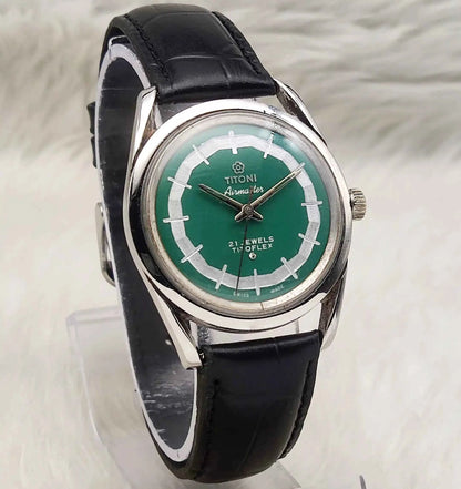 Titoni Women's Watch Green Dial - 21 Jewels Handwinding Elegance