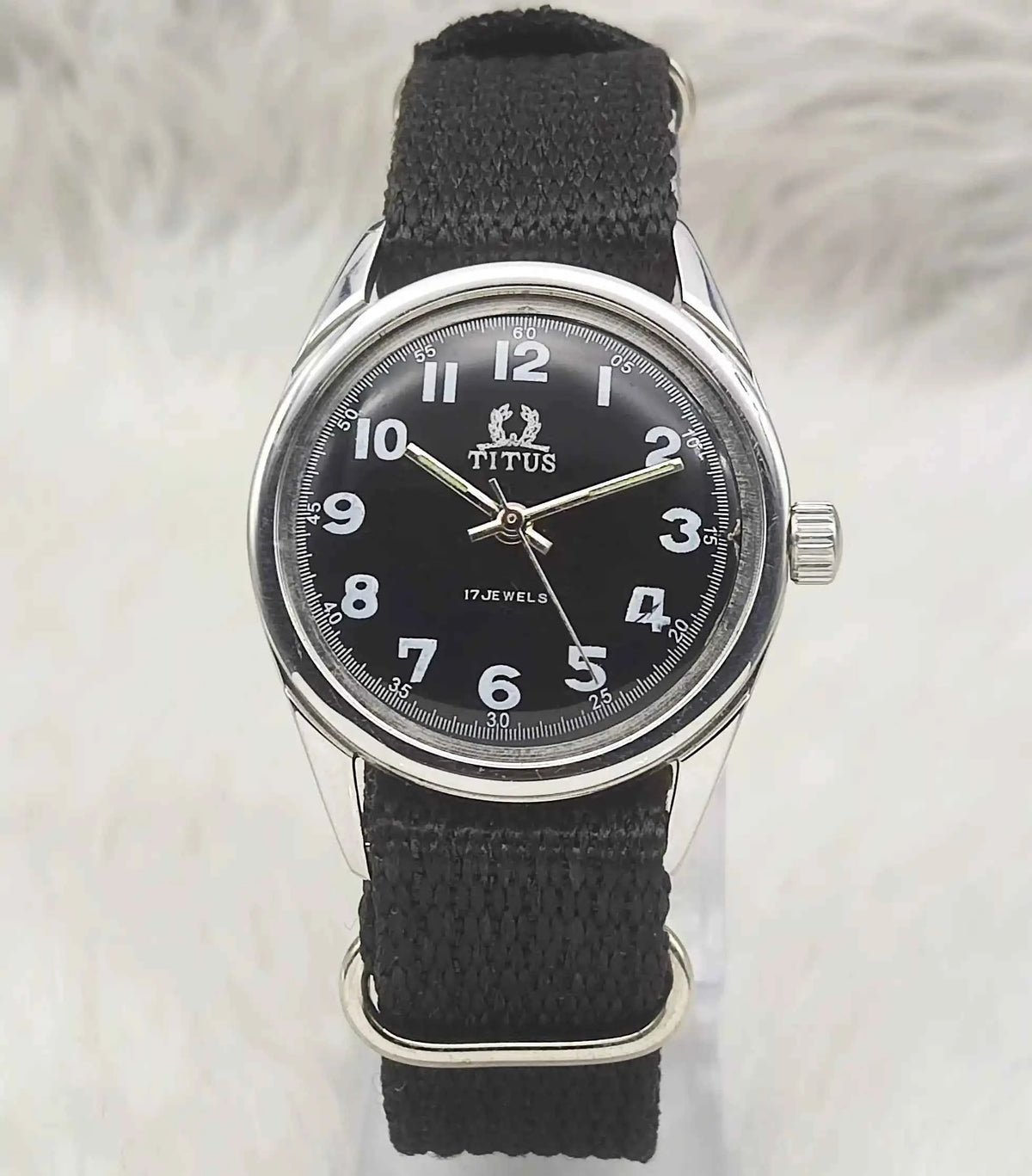 Titus 17 Jewels Men's Watch with Black Dial - Stylish and Durable Timepiece
