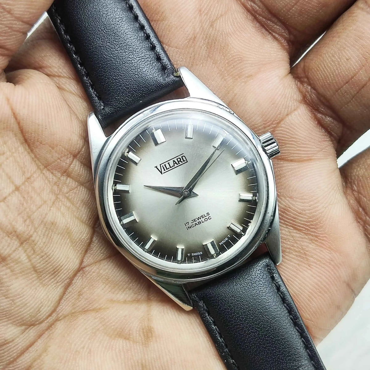 Villari Men’s Watch - 17 Jewels Cloud Silver Dial Stick Indices