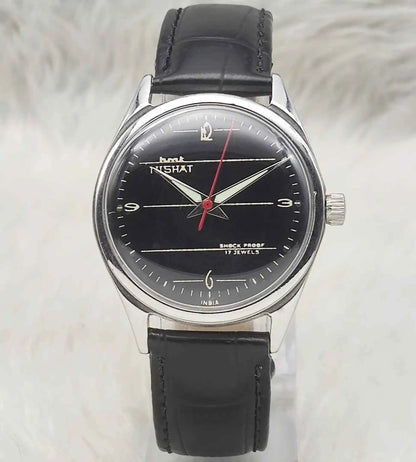 HMT Nishat Watch with 17 Jewels and Black Dial