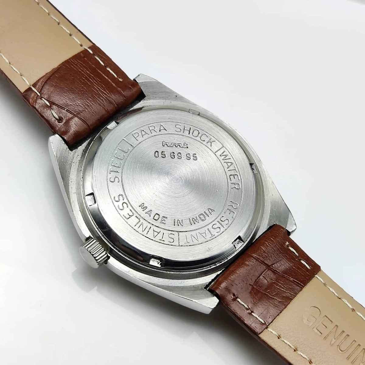 HMT Tareeq Para Shock Watch 17 Jewels Black Dial Stick Indices Date Feature