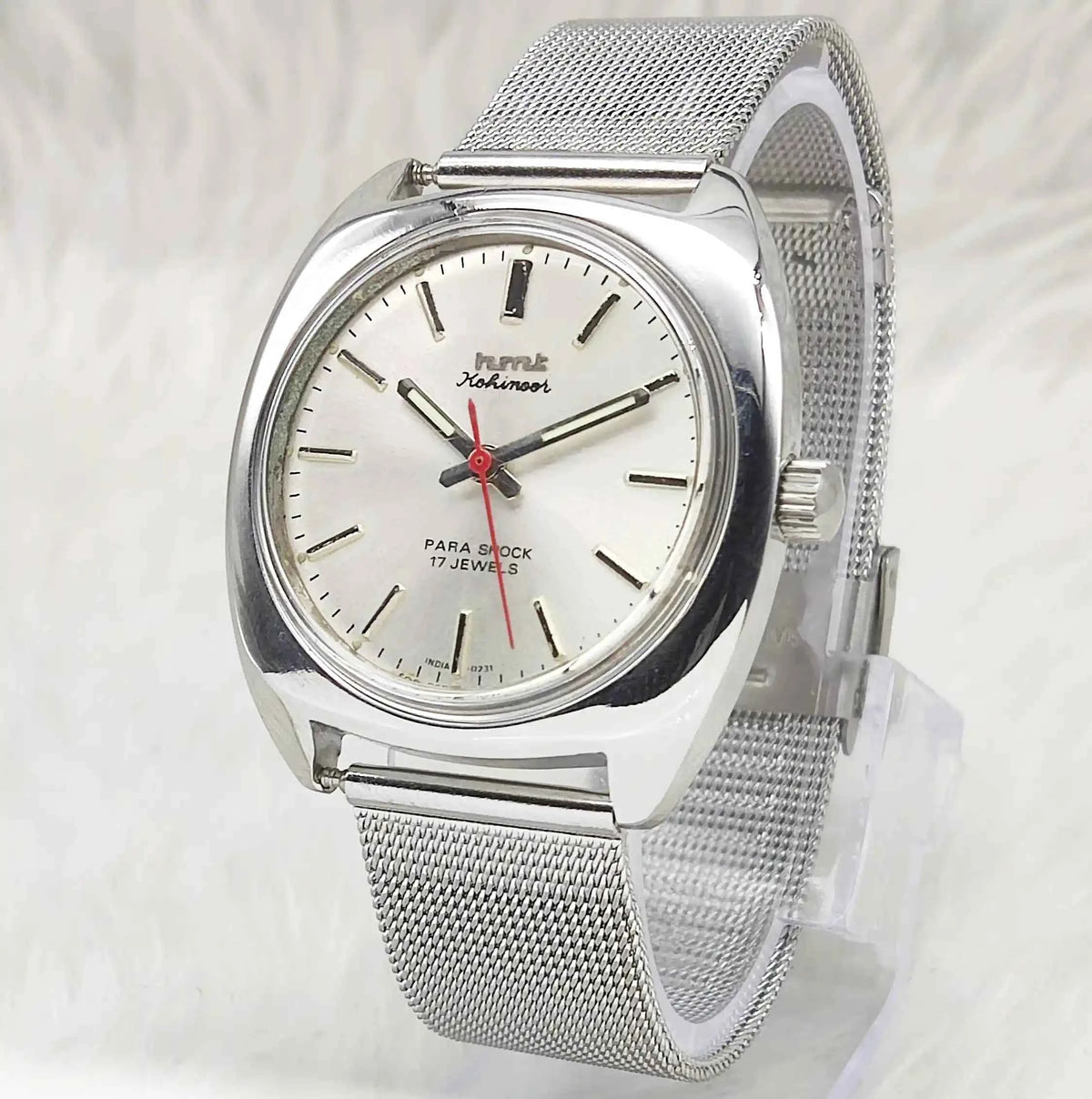 HMT Kohinoor Silver Dial Watch with Stick Indices - 17 Jewels Handwinding Timepiece