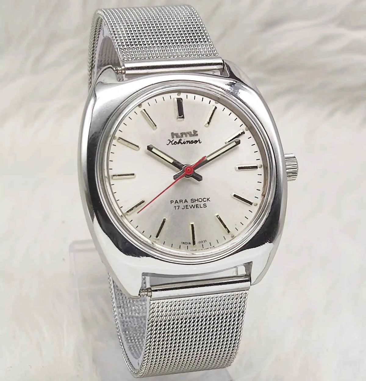 HMT Kohinoor Silver Dial Watch with Stick Indices - 17 Jewels Handwinding Timepiece
