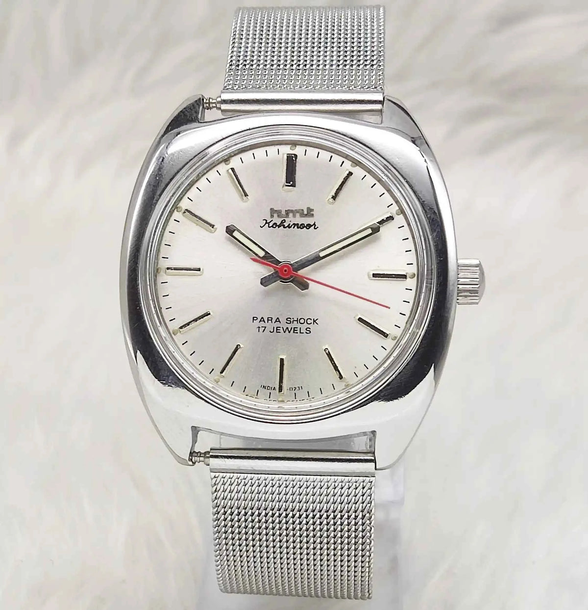 HMT Kohinoor Silver Dial Watch with Stick Indices - 17 Jewels Handwinding Timepiece