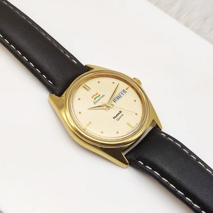 Elevate Your Style with the HMT Swarna Quartz Watch - Cream Dial Luxury