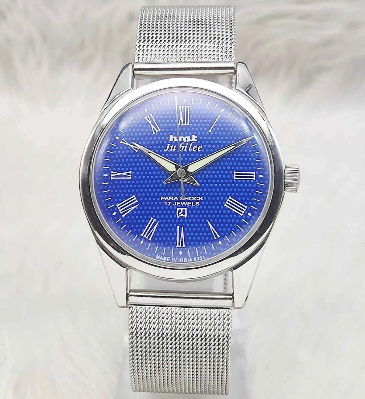 HMT Jubilee Blue Dial Watch with 17 Jewels Handwinding Mechanism