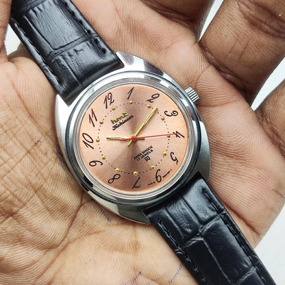 HMT Kohinoor Orange Dial Watch 17 Jewels Handwinding Transparent Back