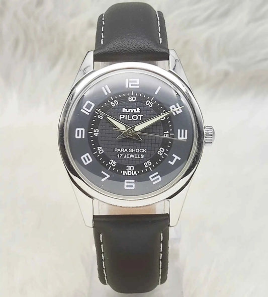 HMT Pilot 17 Jewels Hand-Winding Black Dial With Sub Dial Watch