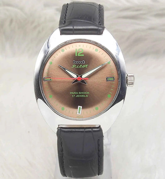 HMT Pilot Brown Dial Watch - 17 Jewels Handwinding Timepiece