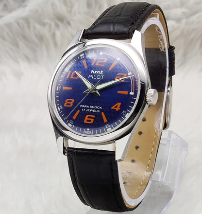 HMT Pilot Mechanical Watch - Timeless Blue Dial with Handwinding Charm