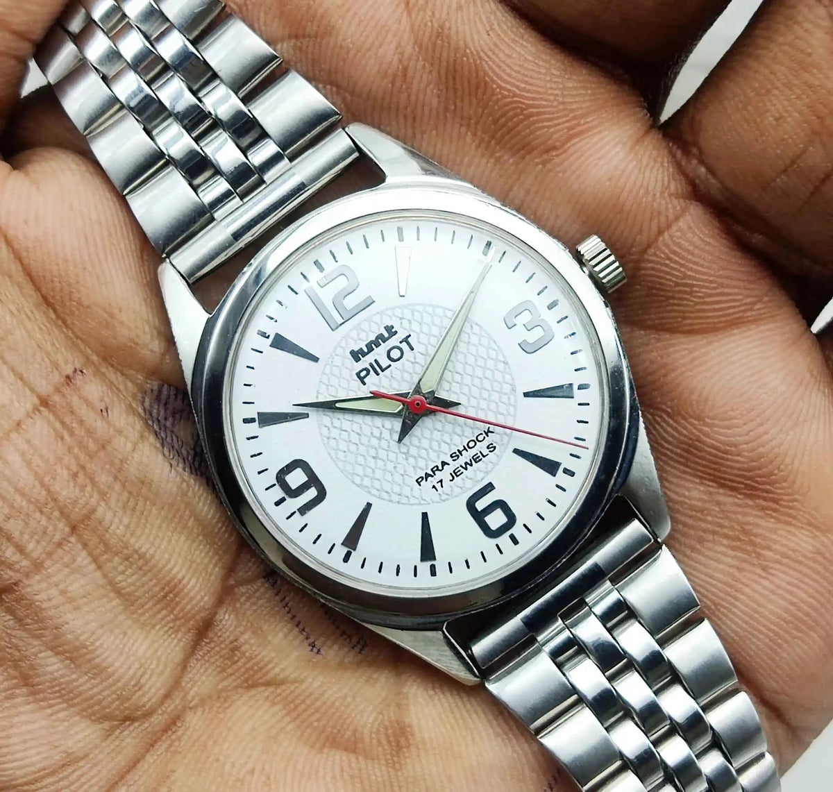 HMT Pilot Watch - White Dial, 17 Jewels, Handwinding