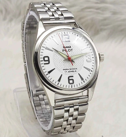 HMT Pilot Watch - White Dial, 17 Jewels, Handwinding