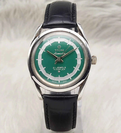 Titoni Women's Watch Green Dial - 21 Jewels Handwinding Elegance