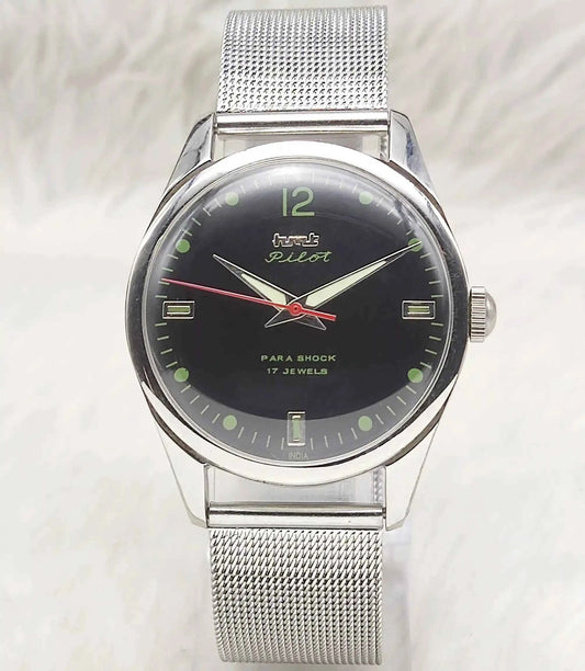 HMT Pilot 17 Jewels Handwinding Black Dial Men's Watch - Timeless Classic
