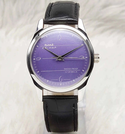 HMT Chinar Mechanical Watch 17 Jewels with Purple Dial and English Numerals Indices