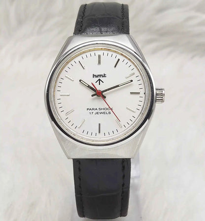 HMT Handwinding Men's Watch - 17 Jewels White Silver Design