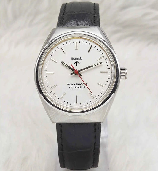 HMT Handwinding Men's Watch - 17 Jewels White Silver Design