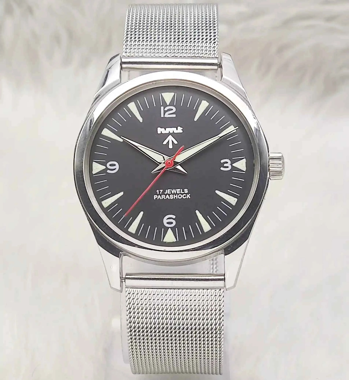 HMT Handwinding Watch - Black Dial, 17 Jewels, Transparent Back Timeless Elegance