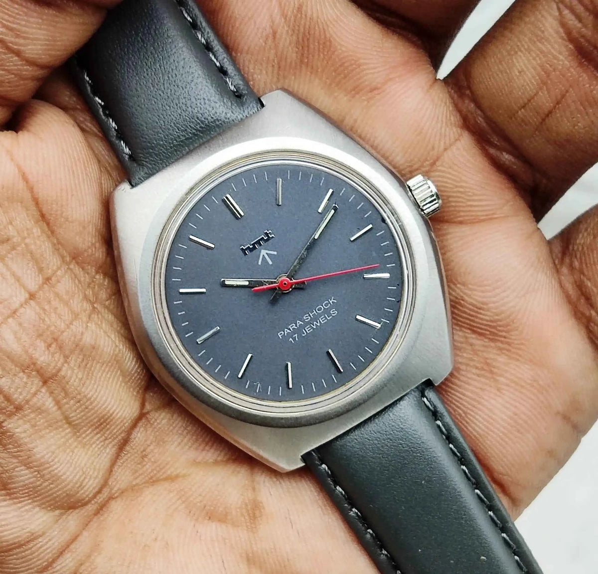 HMT Handwinding Watch Gray Dial with Stick Indices - 17 Jewels Timepiece